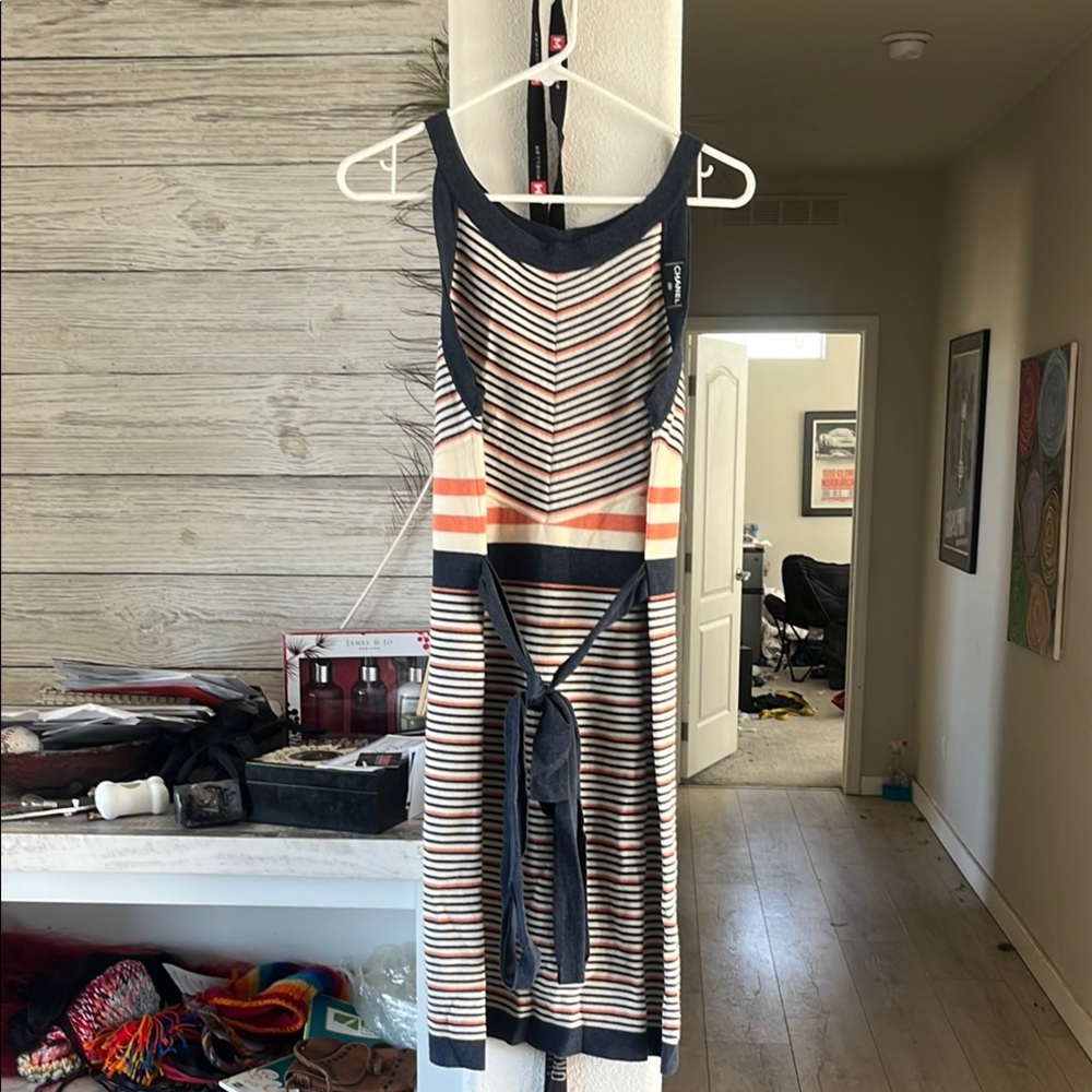 CHANEL Blue Resort Sheath Dress with Spaghetti Straps